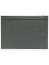 Pebble Grain Three Stripes Zipper Small Clutch Bag Dark Grey - THOM BROWNE - BALAAN 4