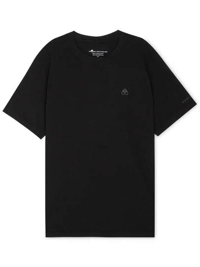 Satellite Logo Detail Crew Neck Short Sleeve T-Shirt Black - MOOSE KNUCKLES - BALAAN 2