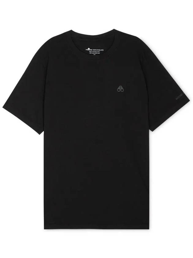 Satellite Logo Detail Crew Neck Short Sleeve T-Shirt Black - MOOSE KNUCKLES - BALAAN 4