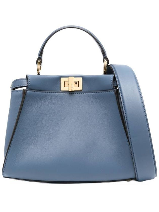 Peekaboo Small Leather Tote Bag Blue - FENDI - BALAAN 1