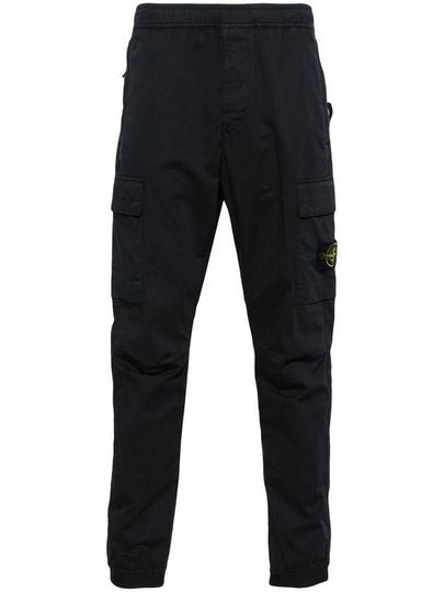 Stretch Cotton Wool Satin Straight Pants Navy - STONE ISLAND - BALAAN 2