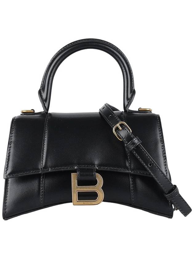 Hourglass XS Glossy Calfskin Tote Bag Black - BALENCIAGA - BALAAN 3