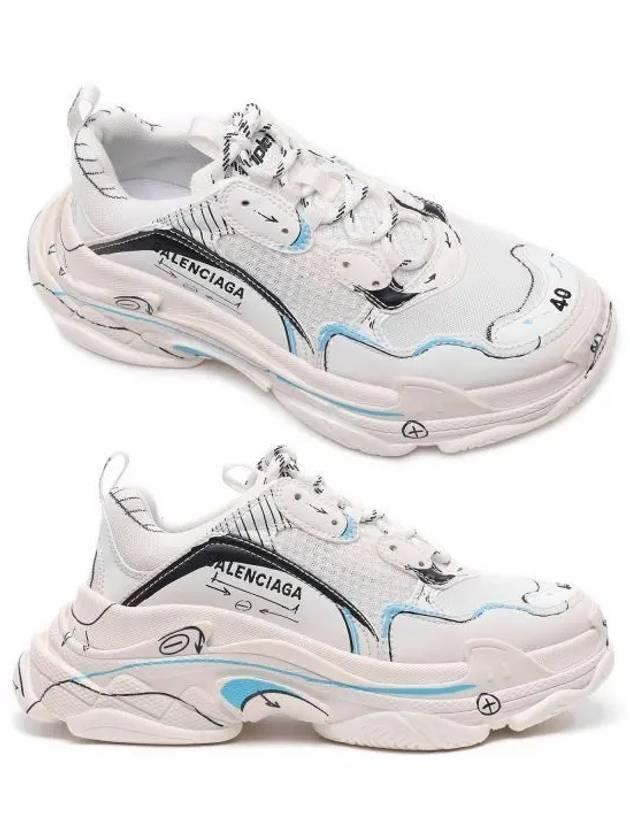 Triple S Sketch All Over Logo Low Top Sneakers White - BALENCIAGA - BALAAN 2