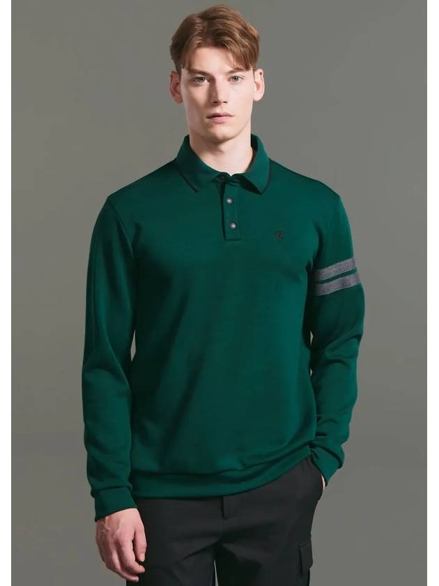 Online Exclusive Men s Cushion Color Line Long Sleeve Collar T Shirt Dark Green - CLEVELAND GOLF - BALAAN 2