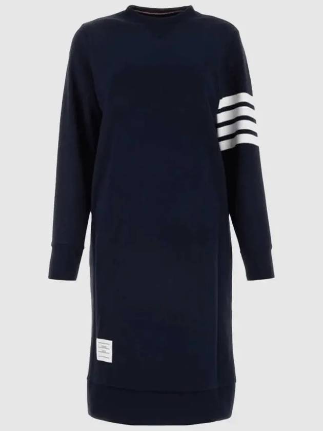 Classic Loopback 4-Bar Sweater Midi Dress Light Navy - THOM BROWNE - BALAAN 5