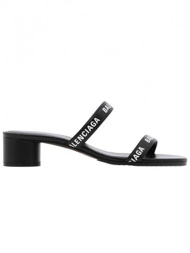 Logo Strap Round Sandal Heels Black - BALENCIAGA - BALAAN 1