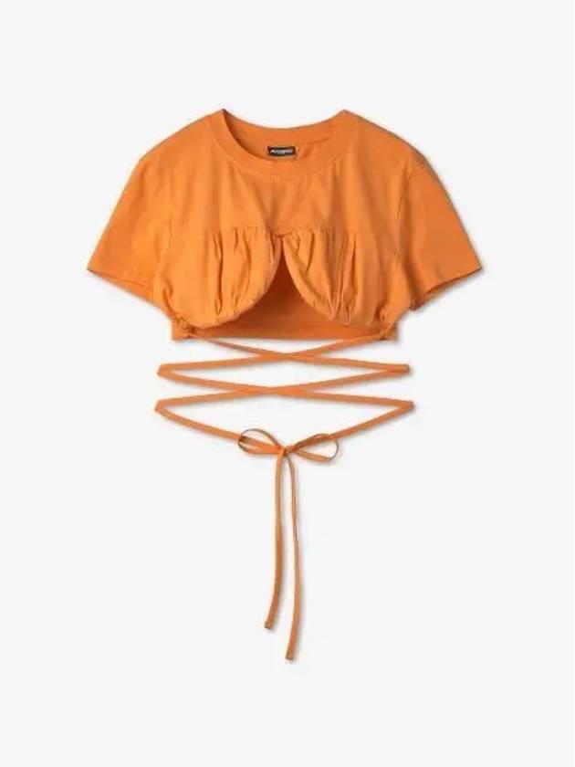 Le Baci Gathered Bra Short Sleeve T-Shirt Orange - JACQUEMUS - BALAAN 2