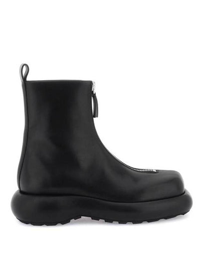 Square Toe Calf Leather Ankle Boots Black - JIL SANDER - BALAAN 2