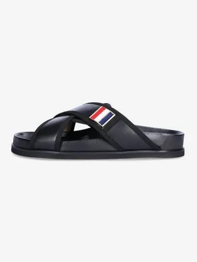 Vitello Calf Enamel Criss Cross Loafer Sandals Black - THOM BROWNE - BALAAN 2