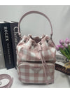 Re Nylon Pink Check Bucket Bag Mini 1BH038 - PRADA - BALAAN 1