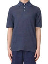 Ribbed Collar Slub Texture Polo Shirt Navy - BRUNELLO CUCINELLI - BALAAN 2