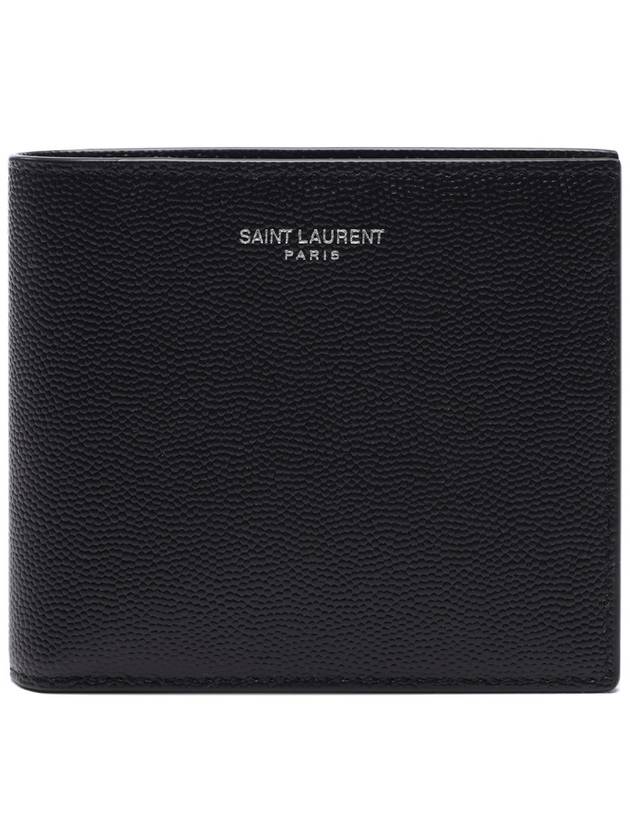 Logo East West Half Wallet Black - SAINT LAURENT - BALAAN 3