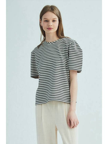 Stripe Puff Short Sleeve T-shirt Black - OPENING SUNSHINE - BALAAN 1