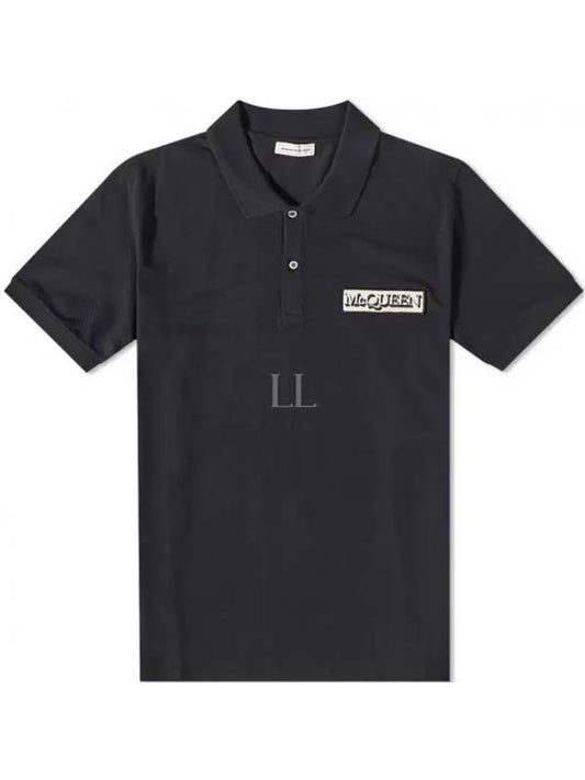 Logo Patch Short Sleeve Polo Shirt Black - ALEXANDER MCQUEEN - BALAAN 2