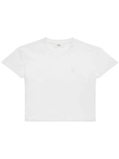 Embroidered Logo Cotton Short Sleeve T-Shirt White - AMI - BALAAN 2