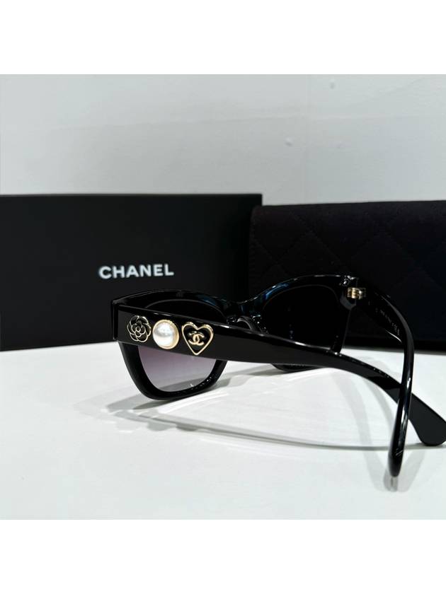 Sunglasses square frame camel pearl heart decoration point - CHANEL - BALAAN 5