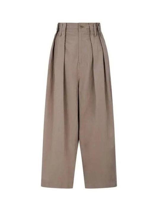 Yohji Yamamoto Y s Pleated Cotton Balloon Pants Beige - YOHJI YAMAMOTO - BALAAN 1