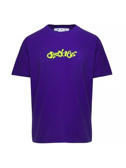 Arrow Neon Velour Lettering Short Sleeve T-Shirt Purple - OFF WHITE - BALAAN 2