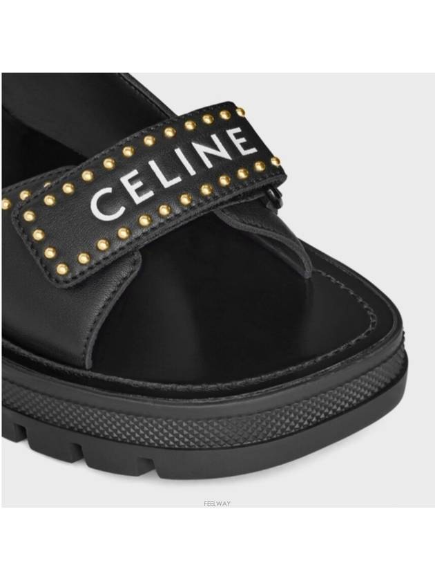 Leo Studded Chunky Sandals Calfskin Black - CELINE - BALAAN 3