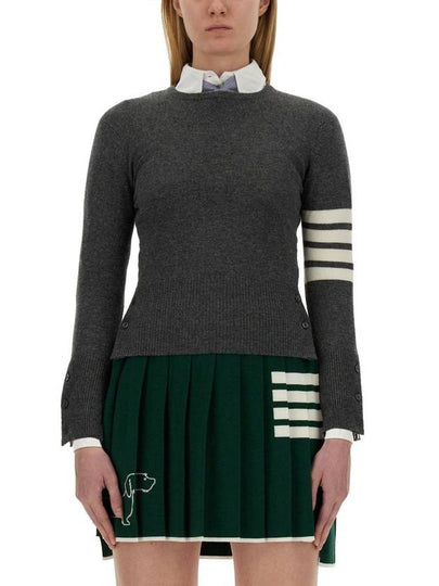 Women's 4 Bar Classic Cashmere Pullover Knit Top Grey - THOM BROWNE - BALAAN 2