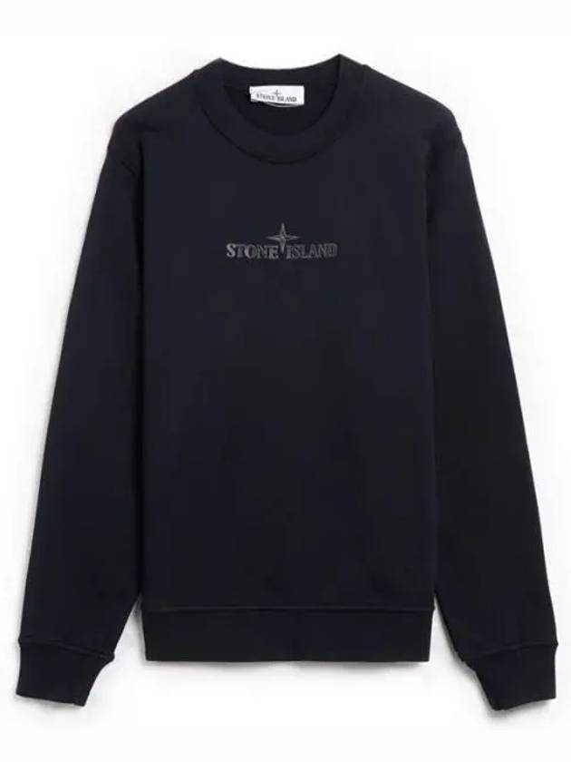 Cotton Fleece Crew Neck Sweatshirt Navy - STONE ISLAND - BALAAN 2