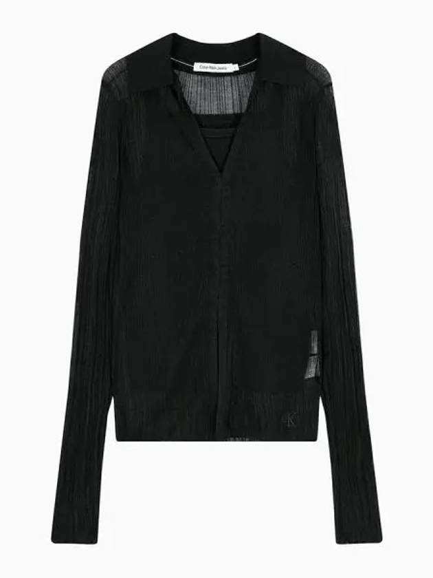 JEANS Women s Black 2 IN 1 Polo Cardigan J223903 BEH - CALVIN KLEIN - BALAAN 2