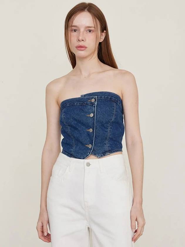 Louis Denim Bustier Sleeveless Mid Blue - LESEIZIEME - BALAAN 3