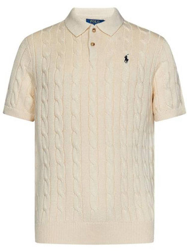 Embroidered Pony Knit Polo Shirt Beige - POLO RALPH LAUREN - BALAAN 1