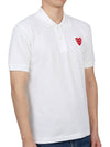 Red Double Heart Wappen Short Sleeve Polo Shirt White - COMME DES GARCONS - BALAAN 4