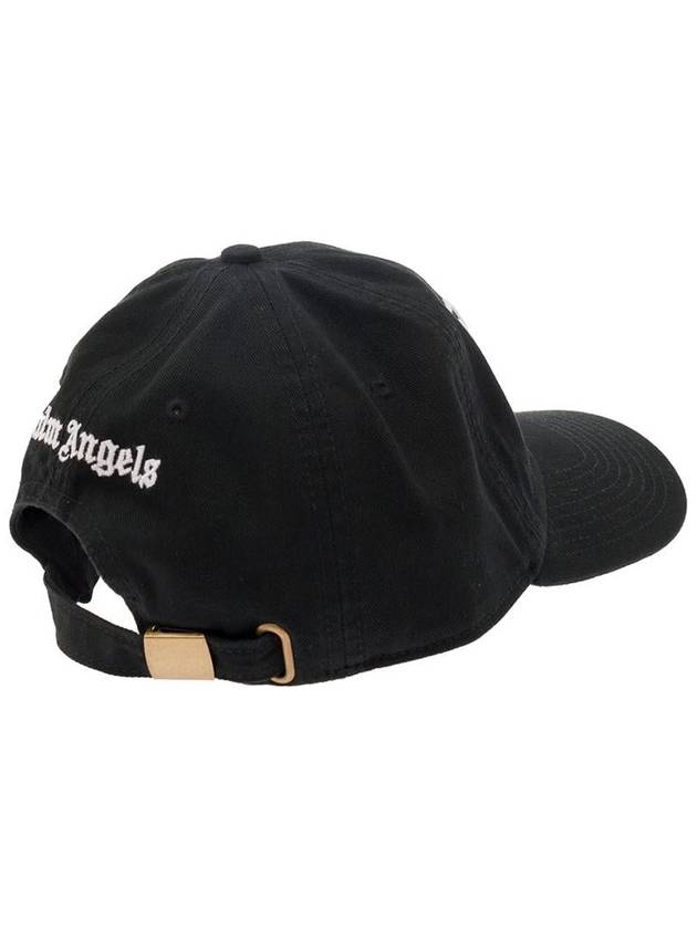 Embroidered Monogram Base Ball Cap Black - PALM ANGELS - BALAAN 3