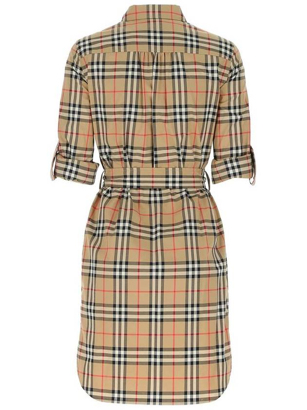 Vintage Check Stretch Cotton Tie-Waist Shirt Dress Beige - BURBERRY - BALAAN 3