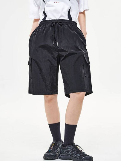 Mark wide nylon half pants BLACK - GRAYBLVD - BALAAN 2