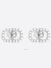 Claire D Lune Finish Metal White Crystal Earrings Silver - DIOR - BALAAN 2