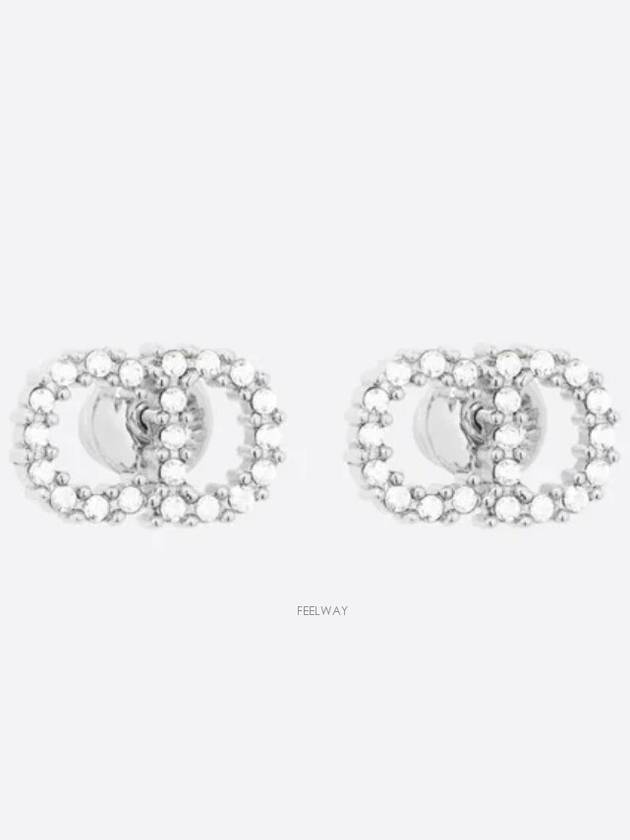 Claire D Lune Finish Metal White Crystal Earrings Silver - DIOR - BALAAN 2