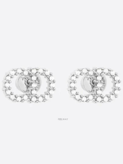 Claire D Lune Finish Metal White Crystal Earrings Silver - DIOR - BALAAN 2