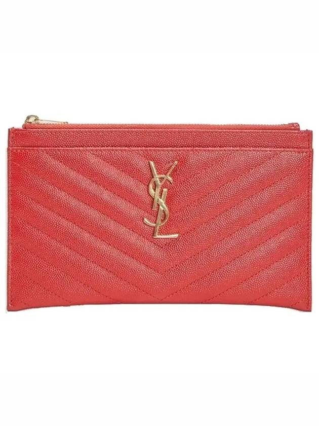 Monogram Quilted Bill Pouch Clutch Bag Red - SAINT LAURENT - BALAAN 2