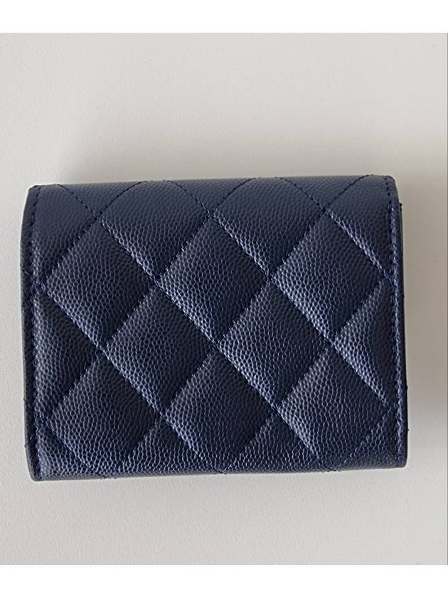 Women's CC Logo Caviar Flap Card Wallet Navy - CHANEL - BALAAN 3