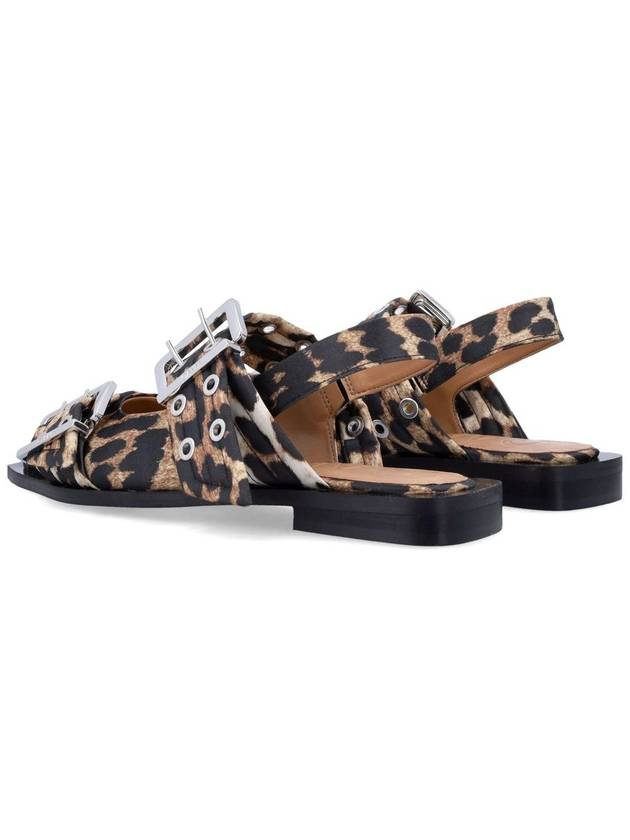 Leopard satin Feminine buckle ballerinas - GANNI - BALAAN 4