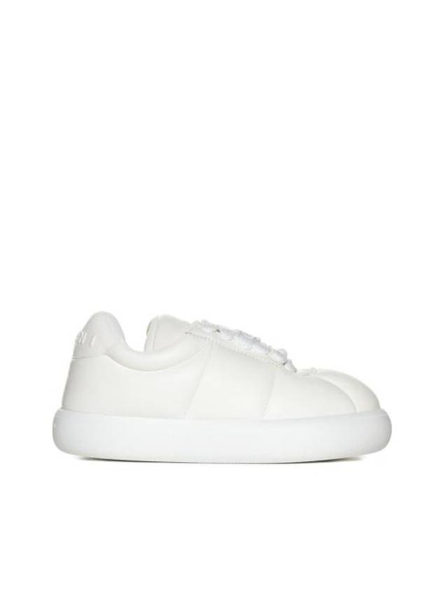 Padded Lace-up Leather Low Top Sneakers White - MARNI - BALAAN 2