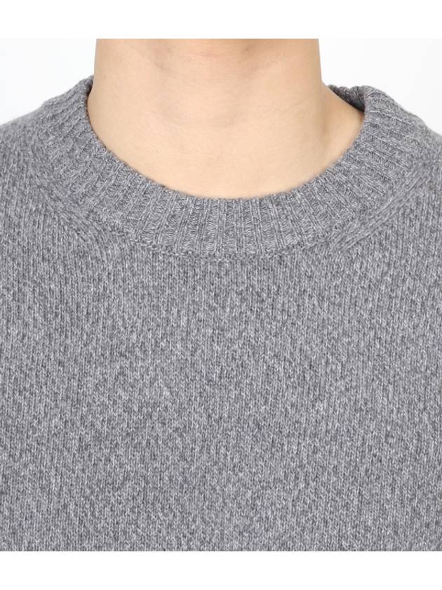 Men's Cashmere Blend Crew Neck Knit Top Grey - AMI - BALAAN 5