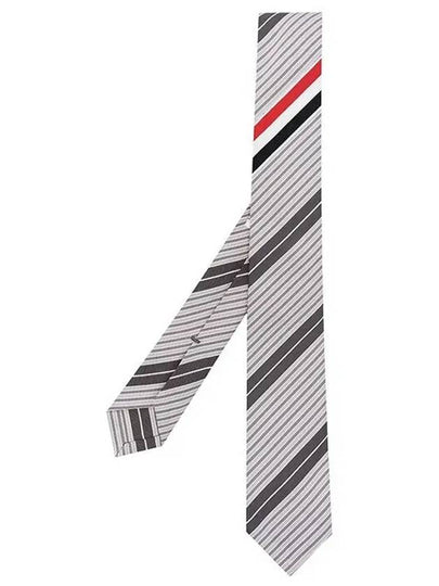 Jacquard Wrap Three Stripe Silk Tie Grey - THOM BROWNE - BALAAN 2