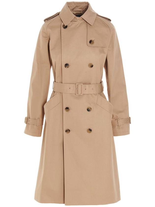 Greta double-breasted cotton trench coat beige - A.P.C. - BALAAN 1