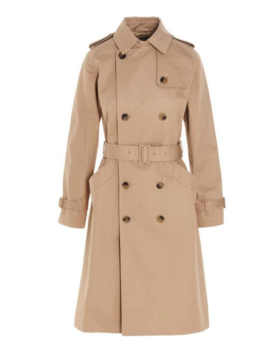 Greta Double Breasted Cotton Trench Coat Beige - A.P.C. - BALAAN 1