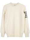 Women's 4 Bar Stripe Cashmere Pullover Knit Top White - THOM BROWNE - BALAAN 2