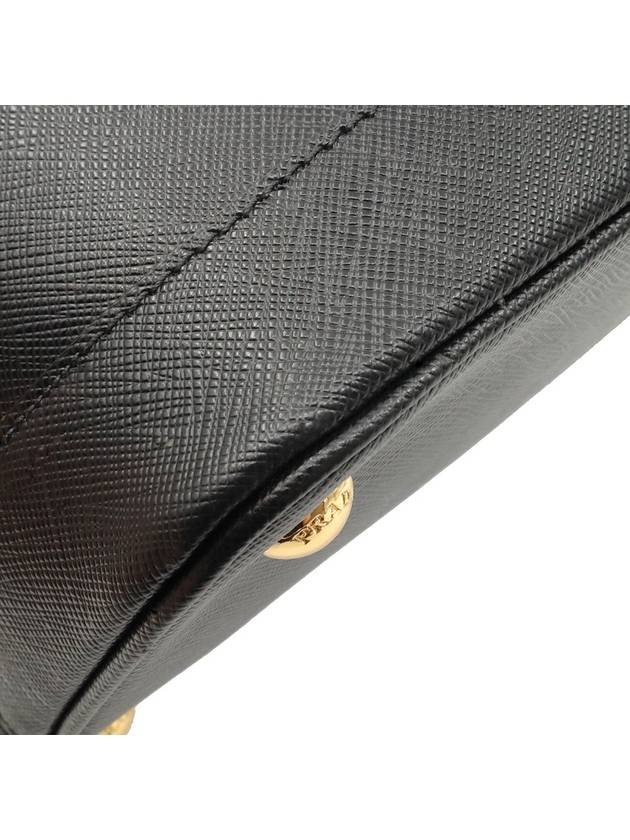 Black Saffiano Leather Gold Triangle Logo Bowling 2WAY - PRADA - BALAAN 9