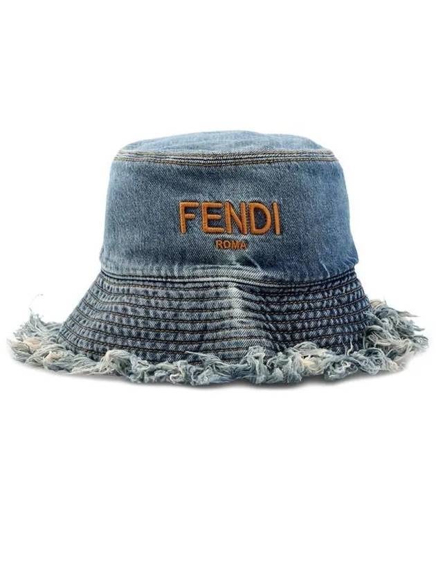 Embroidered Logo Denim Bucket Hat Blue - FENDI - BALAAN 1