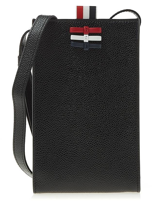 Pebble Grain Bow Phone Holder Cross Bag Black - THOM BROWNE - BALAAN 2