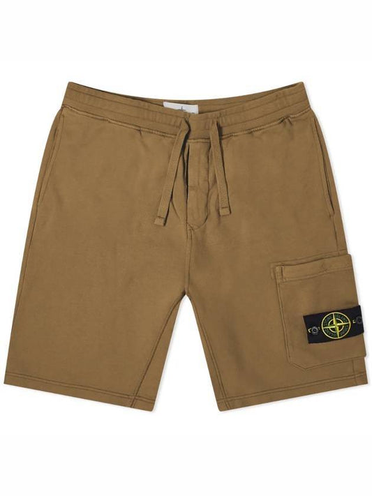 Men's Waffen Patch Training Shorts Brown - STONE ISLAND - BALAAN.