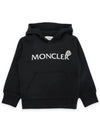 Kids Lettering Logo Wappen Hood Sweatshirt Black 8G00008 899PS 999 8 10A - MONCLER - BALAAN 1