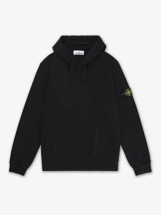 6100045 Organic Cotton Fleece Drawstring Hoodie Black - STONE ISLAND - BALAAN 2